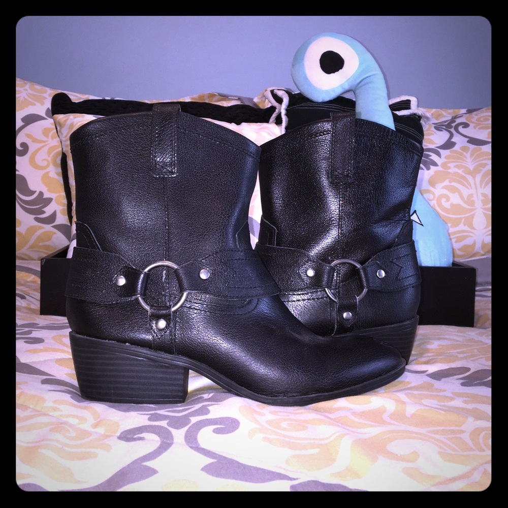 Mossimo Supply Co. Black Western Harness Ankle Boots